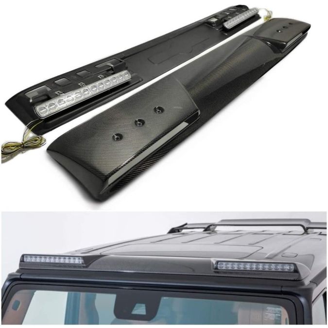 W463A W464 Mercedes G Wagon G Class Front Roof Carbon Lip Spoiler with LED