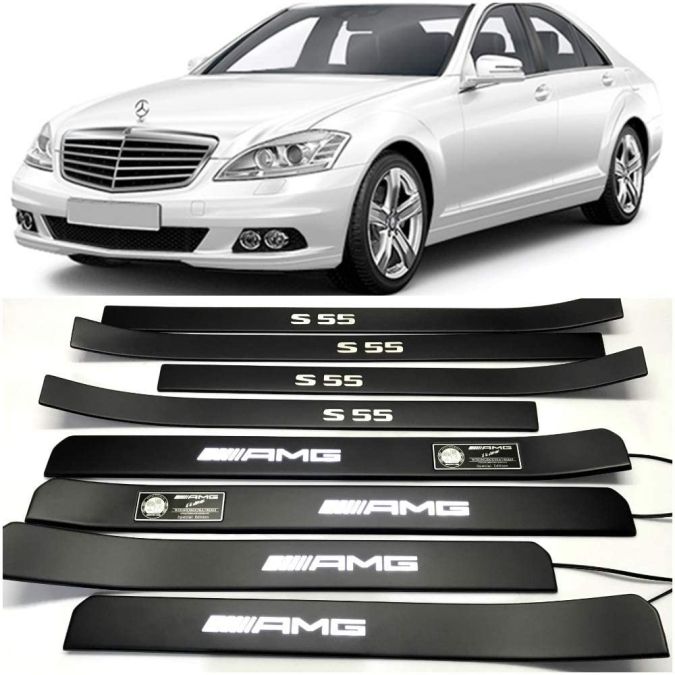 W221 AMG S65 Style S65 S500 S550 S600 Mercedes-Benz S Class Entrance mouldings LED Illuminated Door Sills Interior Trims 