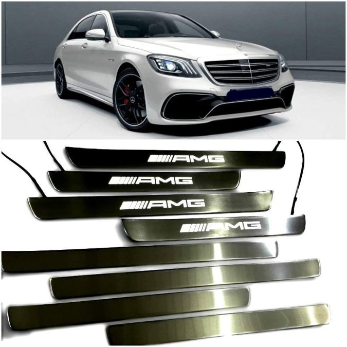 W222 AMG Style S65 S63 S500 S550 S600 Mercedes-Benz S Class Entrance mouldings LED Illuminated Door Sills Interior Trims 