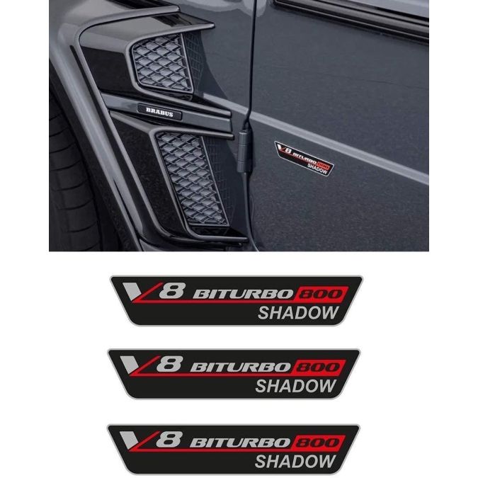 W463 W463A W464 Mercedes G class G Wagon Brabus 800 SHADOW Style 3 pcs Emblems Set Fender Badges Tail Badge Logo Sticker Decals