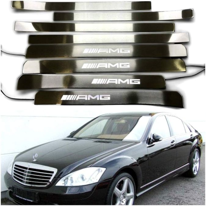 W221 AMG Style S65 S500 S550 S600 Mercedes-Benz S Class Entrance mouldings LED Illuminated Door Sills Interior Trims 