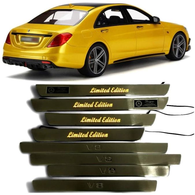 W221 Limited Edition Style S65 S500 S550 S600 Mercedes-Benz S Class Entrance mouldings LED Illuminated Door Sills Interior Trims 