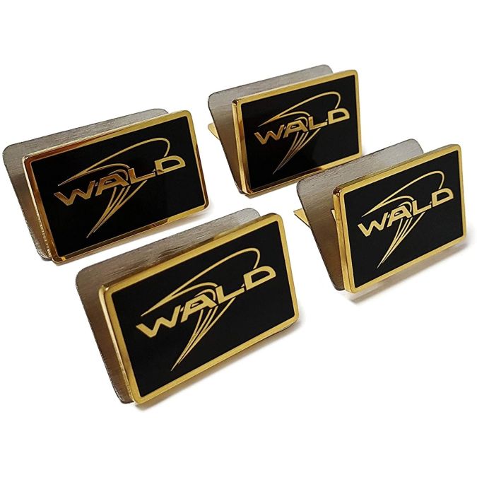 WALD Black Bison Style Set of 4 pcs Seat Emblems Metal Logo Seats Badges for Mercedes Benz Rolls Royce Bentley Lexus Infinity Jaguar Maserati Vehicles Black and Gold Color