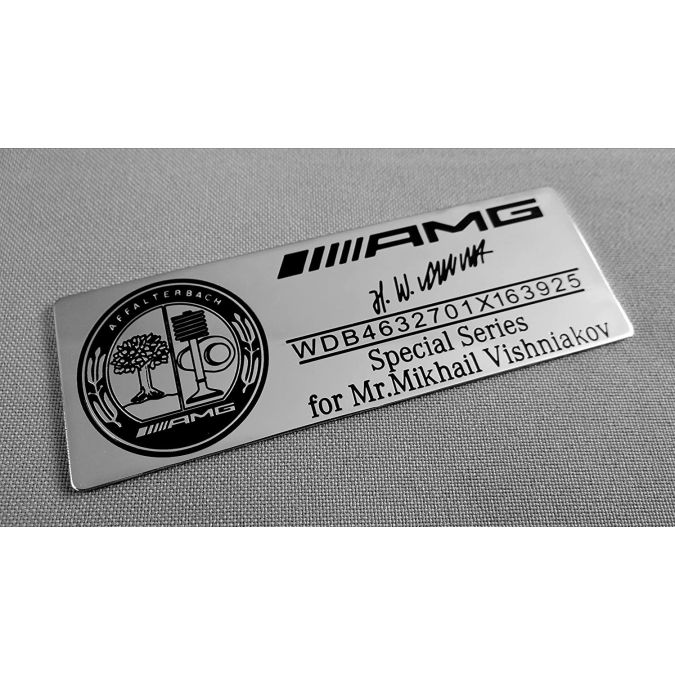 Custom VIN Code Mercedes Benz G-Class W463 G63 G55 G500 S-Class W222 W221 S63 E-Class E63 AMG W212 W213 W166 W292 W253 GLC GLE White AMG Special Edition Style Engine Badge Emblem Logo Sticker Decal
