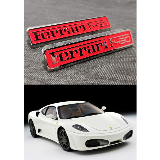 Ferrari F430 Emblems Floor Mats Interior Red Insertion Badges Emblems Metallic Chrome Polished Decals Stickers