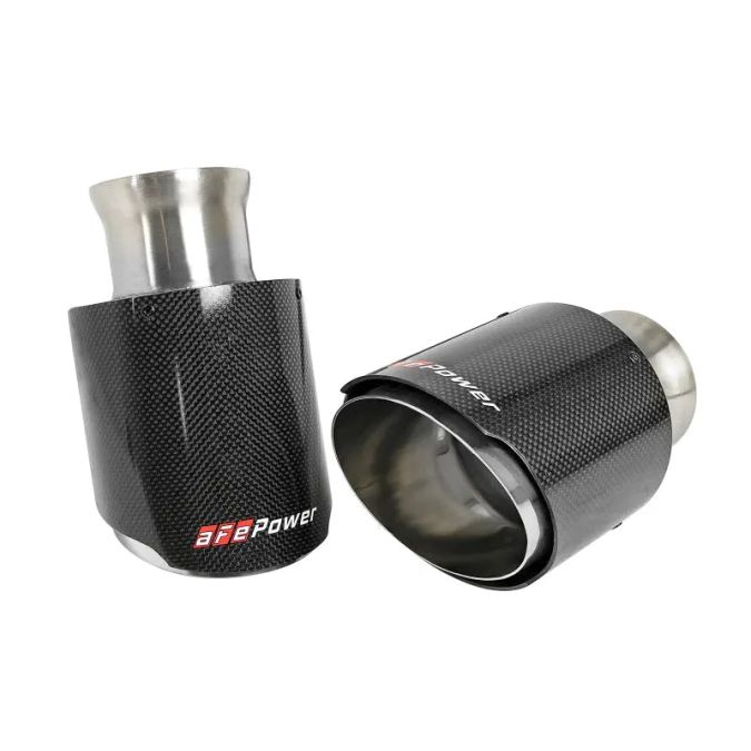 aFe MACH Force-XP 4-1/2in Carbon Fiber OE Replacement Exhaust Tips - 15-19 Dodge Charger/Hellcat