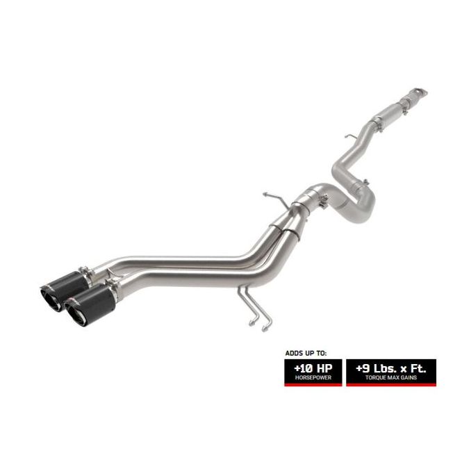 aFe Takeda Veloster Turbo 2-1/2 IN to 3 IN 304 Stainless Steel Cat-Back Exhaust System-Dual 4 Carbon Fiber Tips