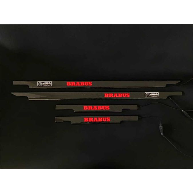 Brabus Door Sills – 4 Pcs Carbon Fiber Red LED Illuminated for Mercedes-Benz G-W463