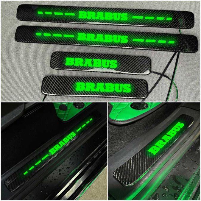 Brabus Style Carbon Fiber Door Sills for Mercedes-Benz W463A/W464 G-Wagon (LED Green Illuminated)