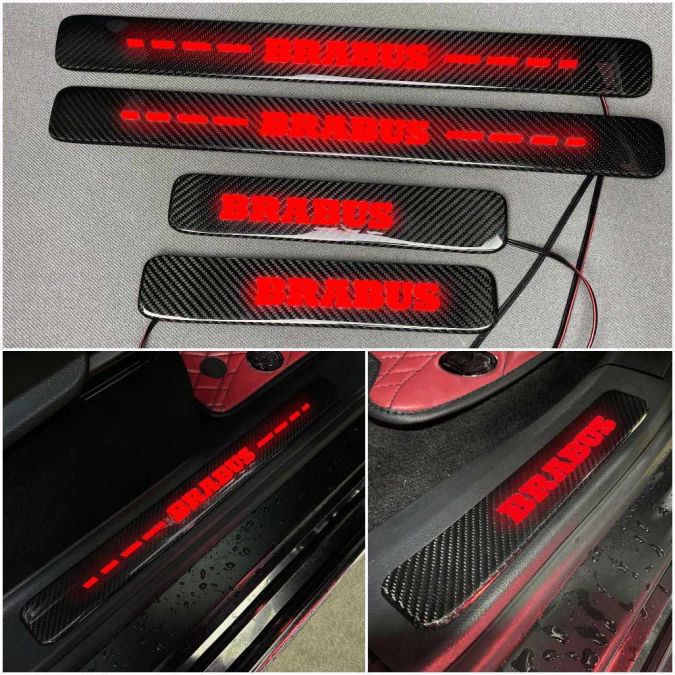 Brabus Style Carbon Fiber Door Sills for Mercedes-Benz W463A/W464 G-Wagon (LED Red Illuminated)