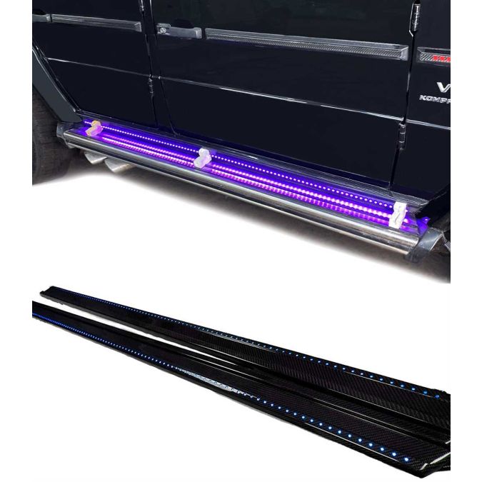 Side Entrance Moldings Set – Carbon Fiber with LEDs (2 pcs) for Mercedes-Benz G-Wagon G-Class W463 G63 G55 G500
