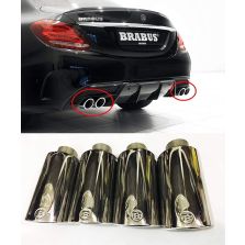 Brabus style Stainless Steel Exhaust Pipe Tips Shiny Metal End Pipes for Mercedes-Benz vehicles 