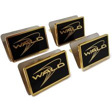 WALD Black Bison Style Set of 4 pcs Seat Emblems Metal Logo Seats Badges for Mercedes Benz Rolls Royce Bentley Lexus Infinity Jaguar Maserati Vehicles Black and Gold Color