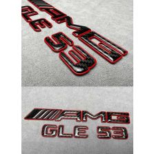 AMG GLE 53 carbon fiber emblem with red trim for Mercedes Benz GLE Class