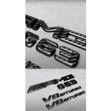 Carbon fiber AMG G63 V8 Biturbo badge set for models Mercedes Benz
