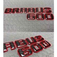 Carbon Brabus 600 rear emblem with red trim for Mercedes S, E and C Class