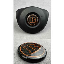 Carbon fiber Steering wheel airbag Brabus logo in orange color for Mercedes Benz