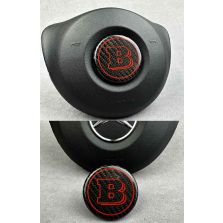 Carbon fiber Airbag emblem Brabus in red color for Mercedes Benz