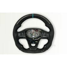 FORD TRANSIT CUSTOM MK8 STEERING WHEEL FLAT NEW CARBON + LEATHER TURQUOISE