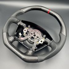 CORVETTE C5 STEERING WHEEL FLAT NEW LEATHER + CARBON RED MARKER CUSTOM 1997-2004