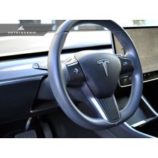 AutoTecknic Dry Carbon Fiber Steering Wheel & Dash Trim - Tesla Model 3