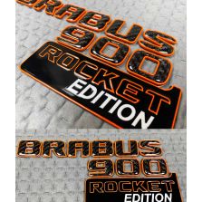 Carbon Brabus 900 Rocket Edition logo with orange trim for Mercedes G Class trunk