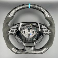 CORVETTE C7 STEERING WHEEL FLAT NEW LEATHER + CARBON MARKER CUSTOM 2014+