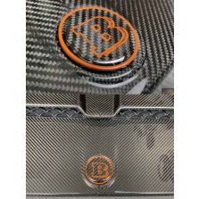 Carbon fiber Brabus logo with oragne trim for Mercedes G Class bonnet