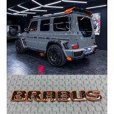 Carbon fiber rear Brabus badge with orange trim for Mercedes Benz G Class