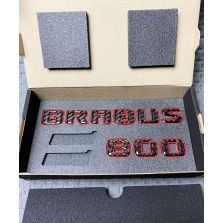 Brabus 800 Carbon fiber rear logo with red trim for Mercedes G Class trunk