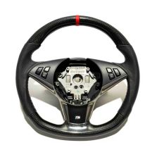 BMW E60 Steering Wheel Carbon Fiber Leather Red Stripe Flat Bottom
