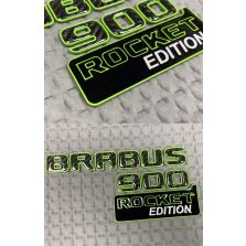 Brabus 900 Rocket Edition badges set with green trim for Mercedes G Class trunk