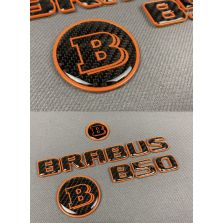 Brabus B50 badge set carbon fiber + metal logos for Mercedes C and S-Class