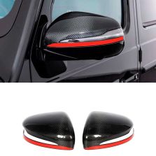 Carbon Fiber Mirror Covers with Red Stripe for Mercedes-Benz G-Class W463A W464