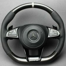 Mercedes-Benz W213 Class AMG Style Steering Wheel – Carbon Leather Gray Stripe