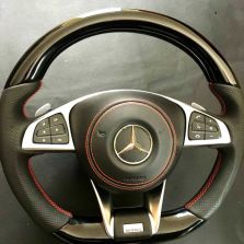 Mercedes Steering Wheel GLE GLC GLS W205 Brabus Style Carbon Piano Black Leather