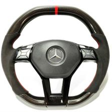 Mercedes W212/W204/W218 AMG Style Steering Wheel with Carbon Alcantara and Red Stripe