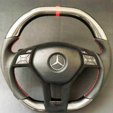 Mercedes W212/W204/W218/W207 AMG Style Steering Wheel Carbon Alcantara Red