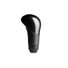 Momo Shadow Shift Knob - Black Airleather, Carbon Effect Insert