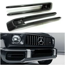 W463A W464 Mercedes G Wagon G Class Genuine Carbon Fiber Front Bumper Fog Lights Covers Insertions Adds-on AMG Style G63 G500 Tuning