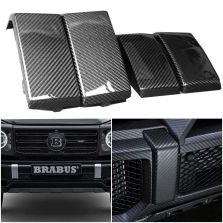 Carbon Fiber Front and Rear Bumpers Brackets Fangs Covers Set 4 pcs for Mercedes G-Wagon W463A W464