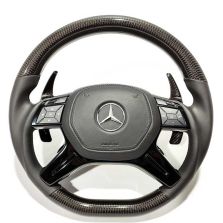 Carbon steering wheel with leather grips and switches for Mercedes-Benz ML (W166), GL (GLS), GLE (W292), G (W463), E (W212)