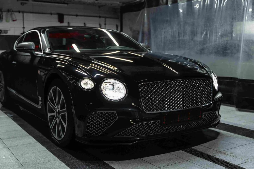 Luxury Bentley exterior in showroom