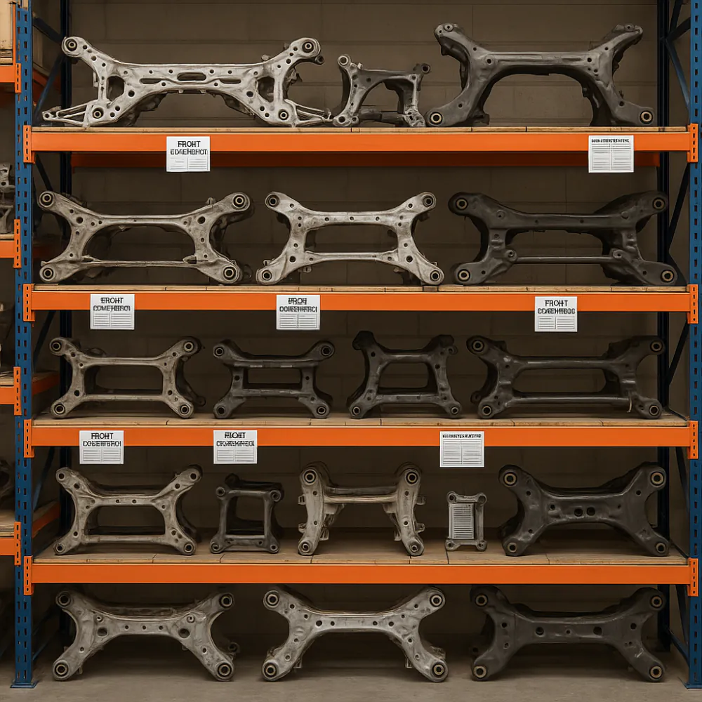 Underbody shot showing car frame and suspension mounts
