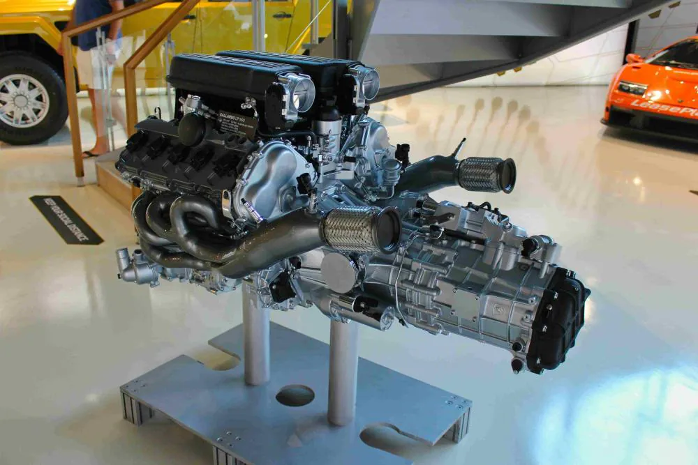 Close-up of Lamborghini engine component