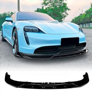 Gloss Black Front Bumper Lip Splitters for Porsche Taycan 2019-2025 | ABS Front Chin Spoiler Splitter Protector Auto Parts Anti-Collision Protection