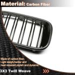 Carbon fiber Front Kidney Grille Racing Grill Compatible with BMW X3 G01 X4 G02 X3M F97X4M F98 2019-2022 Front Hood Grille Cover Trim Black Dual Slats