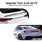 Carbon Look Trunk Spoiler for Audi A5 F5 Sportback 4-Door 2017-2024 | PSM-Style Rear Lip Wing ABS With Carbon Fiber Pattern Exterior Accessory Drill-Free Adhesive Mounting, Factory-Molded Fitment