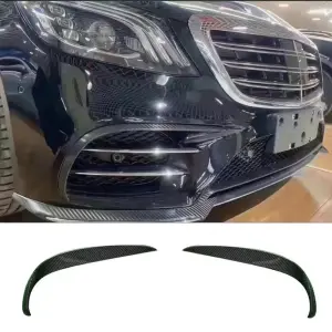 Mercedes Benz S Class W222 Sport Sedan 4-Door 2018-2022 Front Bumper Splitters Carbon Fiber
