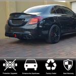 Mercedes Benz C Class W205 Sport C43 AMG Sedan 2014-2019 Carbon look PP Rear Bumper Diffuser with Exhaust Tips